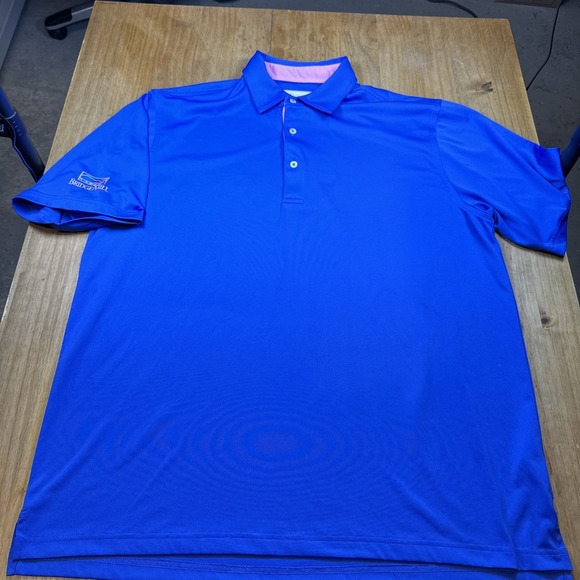 Donald Ross Short Sleeve Golf Polo Shirt Mens L Blue Casual Logo Performance - Picture 2 of 8